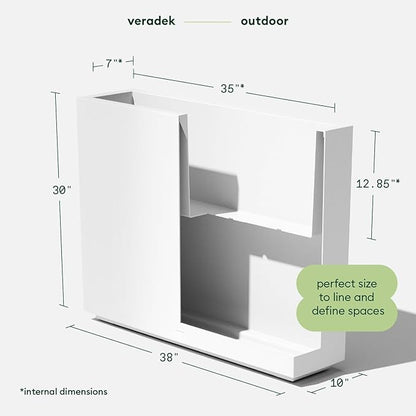 Veradek Block Series Span Plastic Planter - Tall Rectangular Planter for Indoor or Outdoor Patio/Porch | Durable All-Weather with Removable Insert Bucket | Modern Design for Plants, Flowers, Garden
