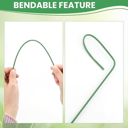 60 Pcs Plant Stakes, 16 Inch Bendable Plant Support Stakes with 60 Pcs Plant Clips, Metal Plant Sticks for Outdoor Indoor Plants Support, Potted Plants, Flowers, Orchid