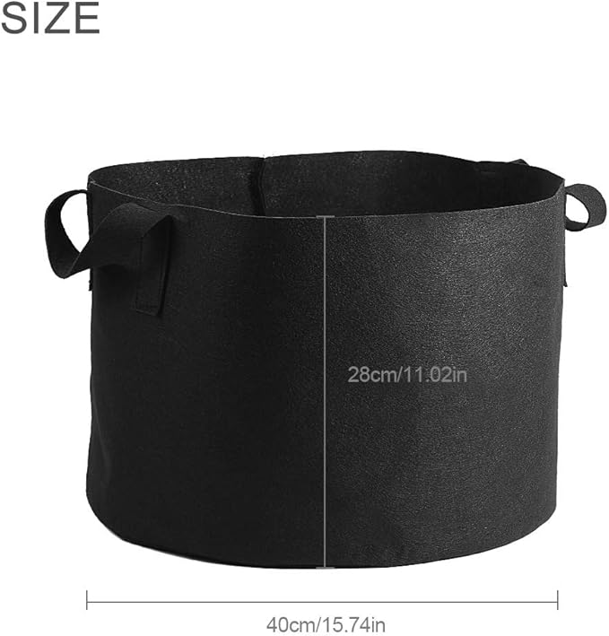 Plant Grow Bag, 1/2/3/5/7/10 Gallon Black Flower Plants Growing Bag, Vegetable Aeration Fabric Planting Pot Container with Handles for Indoor Outdoor Nursery Garden Planting (29 x 41 cm (10 Gallons))