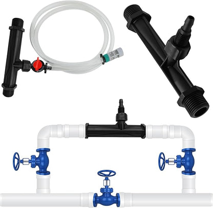 2Pcs 1/2 Inch Venturi Fertilizer Injector, Black Plastic Irrigation Mixer Tube, Agricultural Water System Device for Garden Farm Lawn