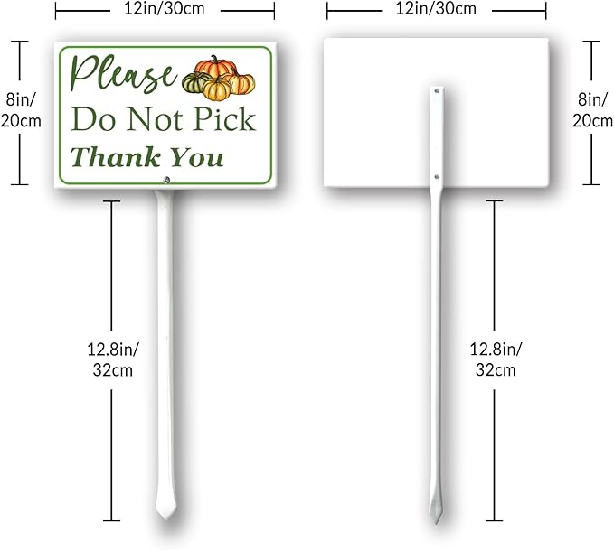 Boylee (8X12) IN Please Do Not Pick Pumpkin Thank You Yard Sign With Stake Rustproof Aluminum Fruit Vegetable Signs Stand for Home Orchard Garden Outdoor Decoration