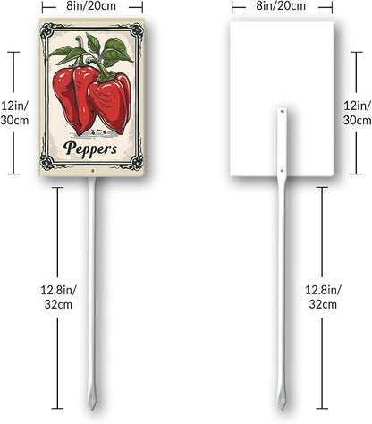 Uptell Vegetable Garden Peppers Yard Sign Label With Stake Plant Markers For Outdoor Plants Waterproof 8x12inch Nursery Garden Outdoor Sign
