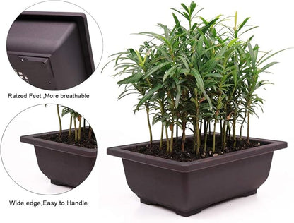 MUZHI 12PACK RetroStyle Plastic Bonsai Training Pots Balcony Indoor Rectangle Square Flower Pots 6"