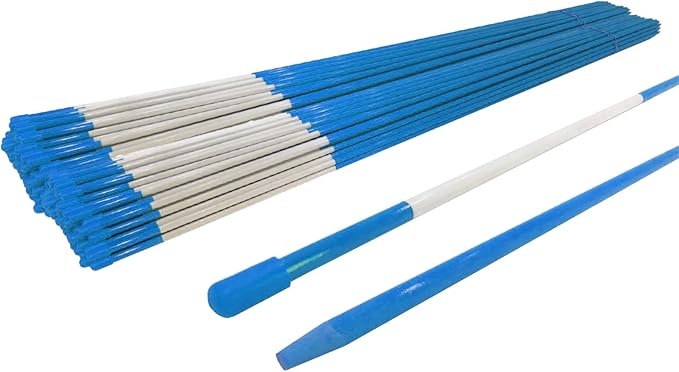 The ROP Shop 5/16" (Pack of 250) Blue Driveway Markers, Snow Stakes Poles with Reflective Tape, Cap & Tapered End for Snow Plowing Driveways, Parking Lots, Walkways, Sidewalks