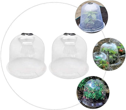 2pcs Plant Dome Garden Cloche Dome Plant Bell Protector Cover Plastic Protector Mini Insulation Cover Plastic Mini Greenhouse Clear