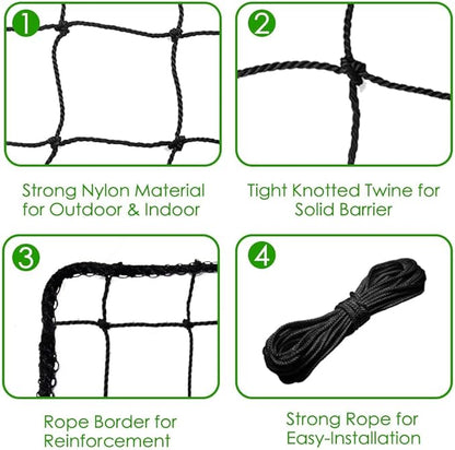 Baseball Softball Backstop Nets, Heavy Duty Sports Netting Barrier #18 Baseball Netting 10'x10'/10'x20'/15'x15'…