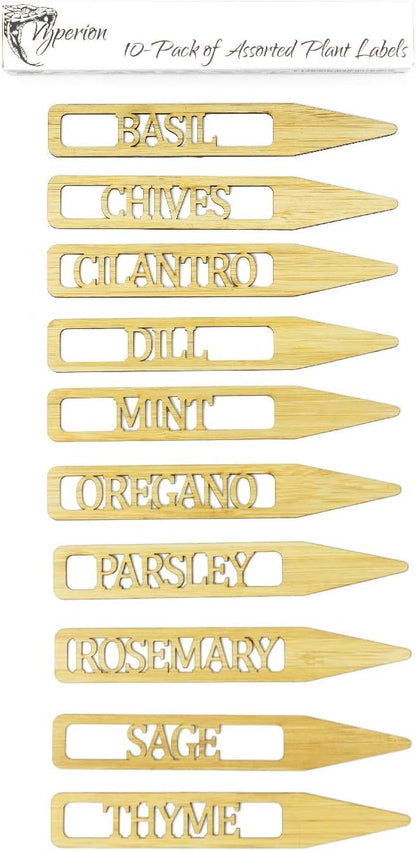 Bamboo Plant Labels | Laser Cut 6" x 1" Weatherproof Plant Markers, Outdoor Plant Markers, Herb Garden Signs