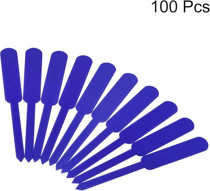 PATIKIL Plant Labels, 100Pcs PP Rectangle Marker Tags for Outdoor Indoor Garden, Blue