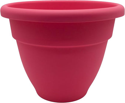 The HC Companies Caribbean Planter Pot - Outdoor & Indoor Plant Pot with Drainage Hole & Plug - Rolled Rim Plastic Pots for Plants & Flowers - Decorative Plant Pot (8" Pink Rose, Pack of 1)
