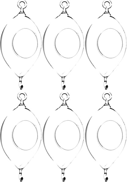 WGV Hanging Terrarium, Width 3.5", Height 7", Oblong, Double Hook, DIY Air Succulent Planter, Clear Glass Vase Orb, Candle Holder for Windowsill Outdoor Garden Decor, 6 Pieces Bulk