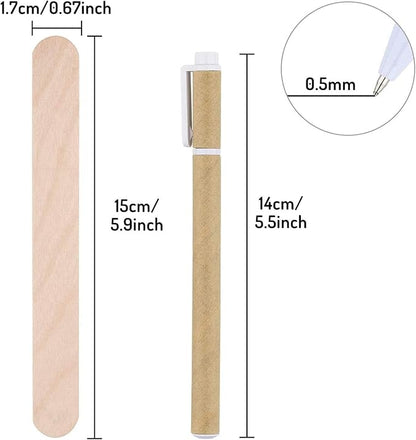 Whaline 200Pcs Wooden Plant Labels Waterproof Round Head Plant Sign Tags Birch Wood Plant Label Eco-Friendly Garden Markers for Seed Potted Herbs Flowers Vegetables with 2 Gel Pen, 15 X 1.7 CM