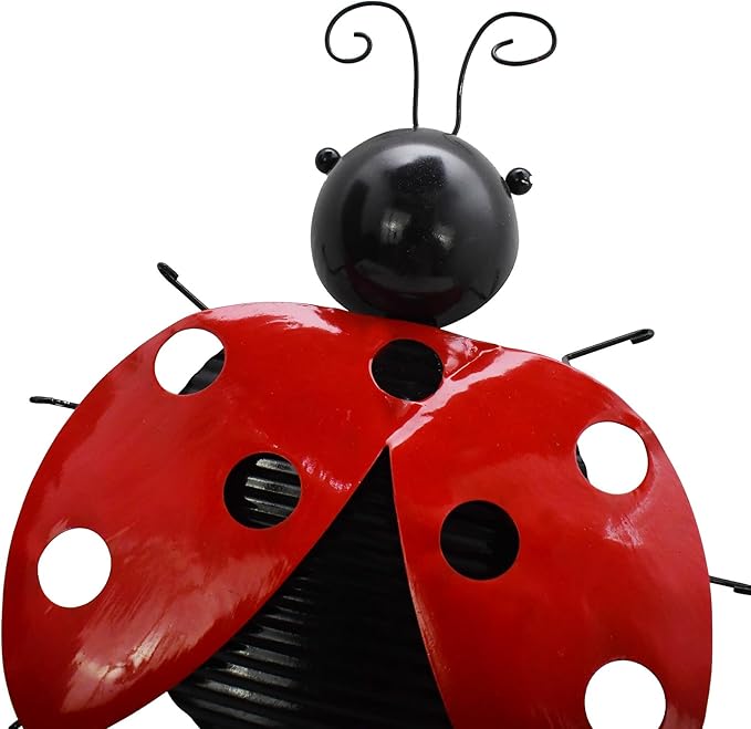 Morning View Ladybug Garden Stakes Decorative Metal Insect Yard Stake Outdoor Spring Lawn Ornaments Yard Art Patio Pathway Flower Pot Outside 30 Inch Tall