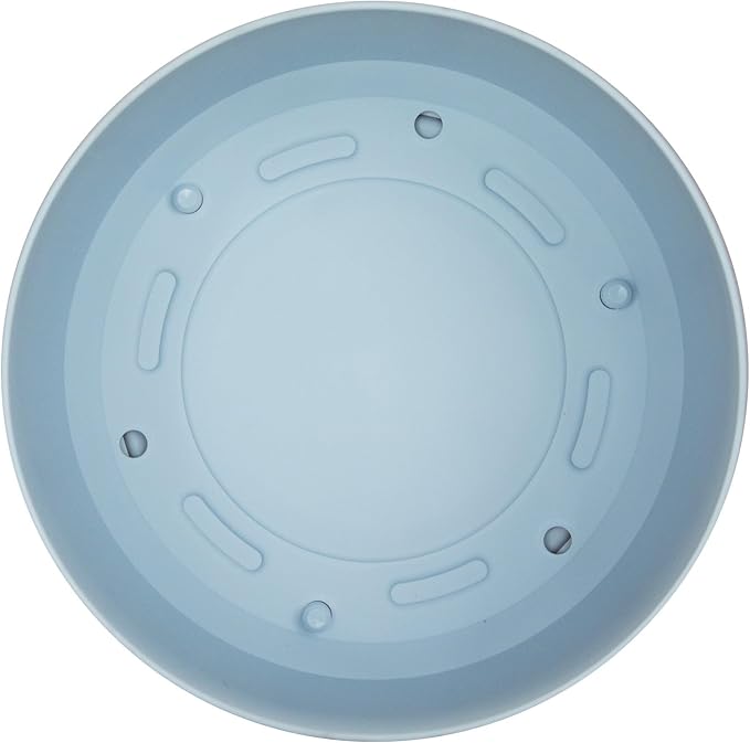 Bloem Mathers 8" Misty Blue Round Modern Resin Garden Planter Pot with Drainage Holes and Removable Saucer Tray Included