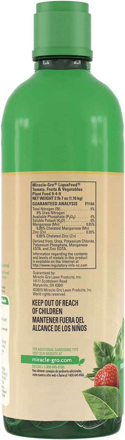 Scotts LiquaFeed Tomato, Fruits & Vegetables Plant Food Refills, Plant Fertilizer, 16 fl. oz., 2 Bottles/Pack (6-Pack)