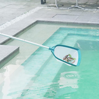POOLWHALE Upgrades Swimming Pool Leaf Net Skimmer Rake with Adjustable Aluminum Pole and Nylon Medium Fine Mesh for Cleaning Swimming Pools, Hot Tubs, Spas and Fountains