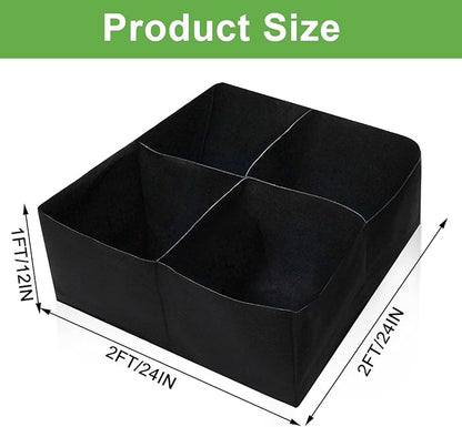 Fabric Raised Garden Bed, 2x2x1Ft 64 Gallon Garden Grow Bags, Rectangle Raised Planter Garden Bed for Vegetables Potatoes Flowers Planting Container for Outdoor Gardenin (4Grids)