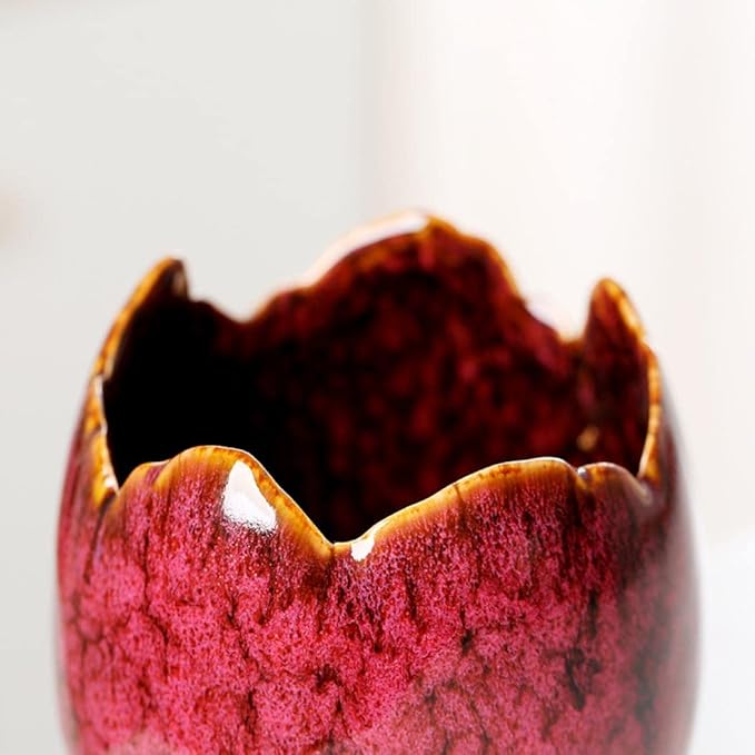 YYW Succulent Pots, 4 Pack Ceramic Planters for Indoor Plants in, Dragon Egg Broken Shell Design Flower Pots with Drainage Hole, Stylish Plant Pots,Home Office Decor (Four Piece)