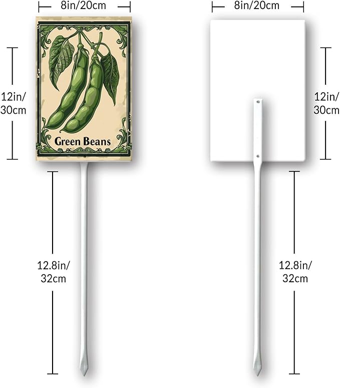 Uptell Vegetable Garden Green Beans Yard Sign Label With Stake Plant Markers For Outdoor Plants Waterproof 8x12inch Nursery Garden Outdoor Sign