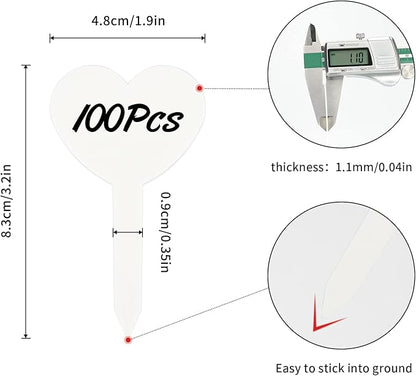 100 pcs Plastic Plant Labels, Thick Garden Labels Plant Tags Seeding Labels, Garden Marker Vegetable Gardening Tag Seed Stake Tag for Outdoor Indoor Potted Plants with Permanent Marking Pen