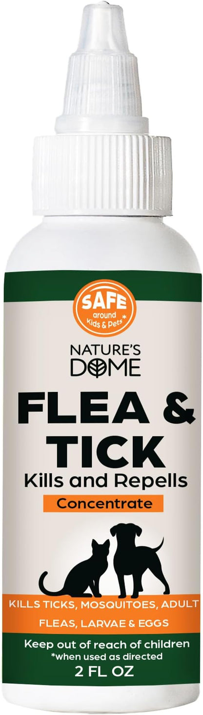 Nature’s Dome Flea & Tick Starter Kit – Makes 3 Bottles (16 oz Each) – Plant-Based, Eco-Friendly Formula – Kills & Repels Fleas, Ticks, Larvae & Eggs – Safe for Pets, Kids & Plants