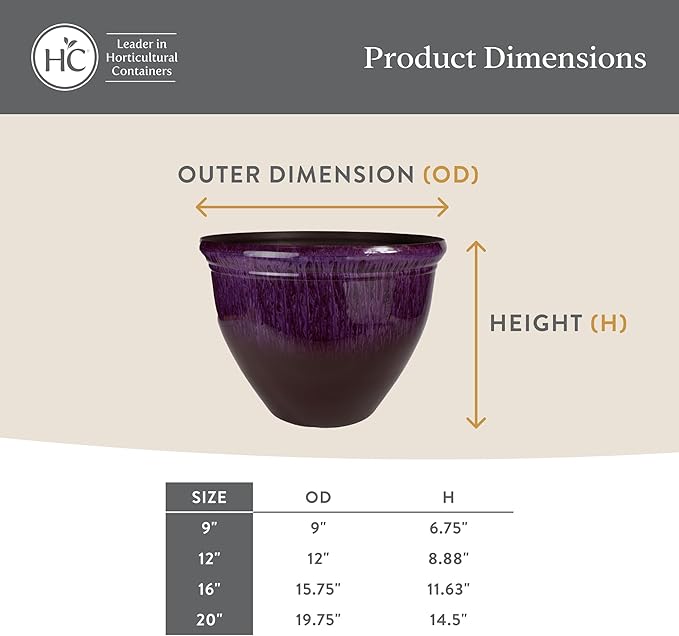 The HC Companies Pizzazz Decorative Round Flower Pots w/Ceramic Look - UV-Resistant Decorative Pot for Outdoor & Indoor Plant Pots - Modern Planter for Flower, Herbs (9” Foggy Gray, Pack of 1)