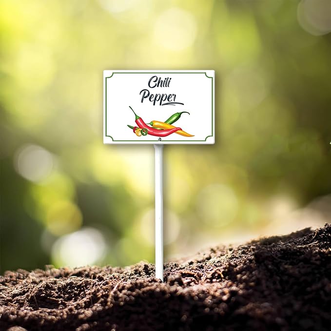 Boylee Vegetable Signs With Stake Hot Chili Peppe Garden Signs For Vegetables Herb Garden Signs Garden Name Stakes For Plants 8x12inch Outdoor Indoor Herbs Flowers Potted Plants