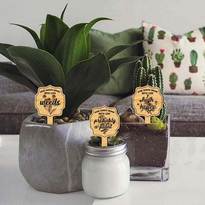 arricraft 15 Pcs Wooden Plant Tags, Waterproof Garden Stake Labels Weeding Plant Marker with Text for Indoor Outdoor Potted Plants Nursery Marker Decoration