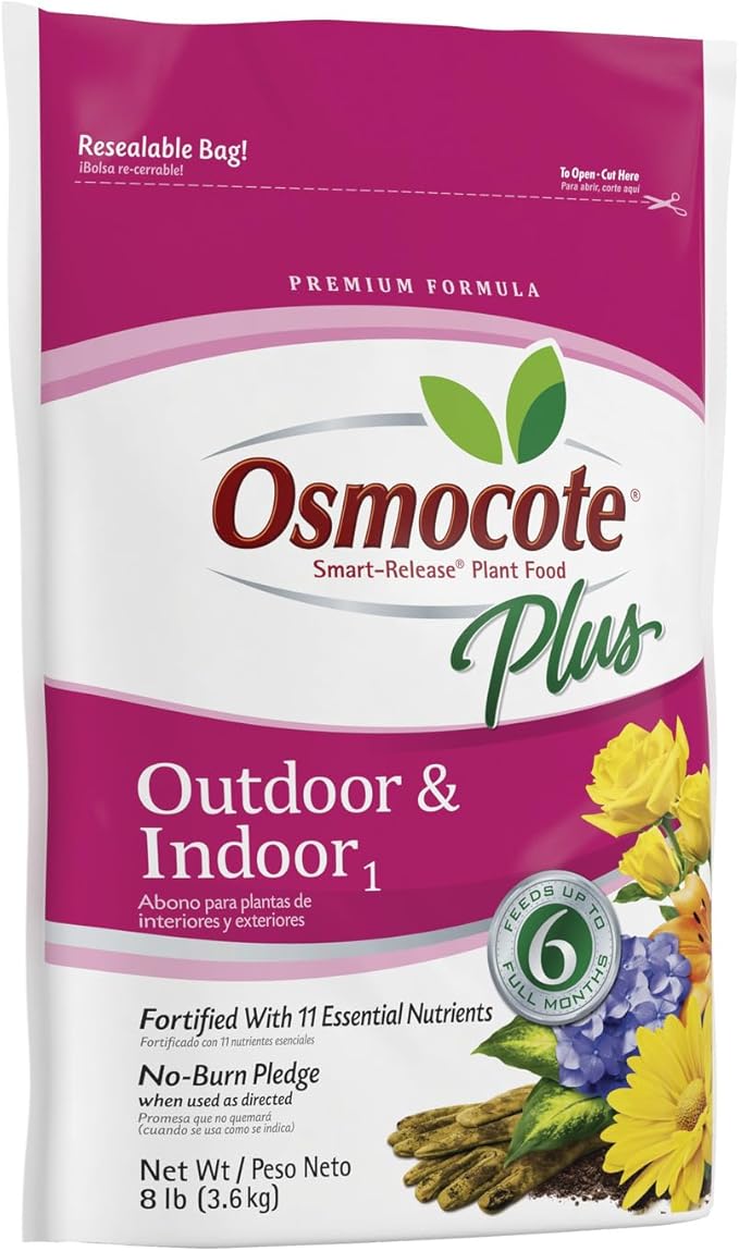 Osmocote Smart-Release Plant Food Plus Outdoor & Indoor1 - Granular, Continuous Release Plant Fertilizer with 11 Essential Nutrients, 8 lbs.