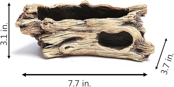 DIYOMR Cement Driftwood Planter Pots Imitation Stump Log Concrete Flower Succulent Pot/Container (7.7" L x 3.7" W x 3.1" H,Undertint)