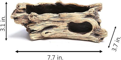 DIYOMR Cement Driftwood Planter Pots Imitation Stump Log Concrete Flower Succulent Pot/Container (7.7" L x 3.7" W x 3.1" H,Undertint)
