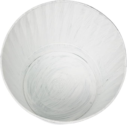 Hosley Metal Planters Pack of 2, Ideal Farmhouse Decor for Floral Arrangements Weddings, Gift Special Events Parties Outdoor Planters White wash 7" Dia x 6" H