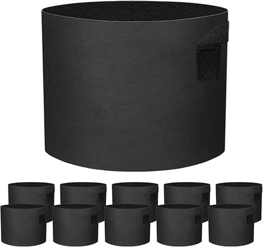 10 Pack 10 Gallon Grow Bags - Black Breathable Fabric Pots Heavy Duty Aeration Fabric Pots Thickened Nonwoven Fabric Pots Plant Grow Bags with Handle