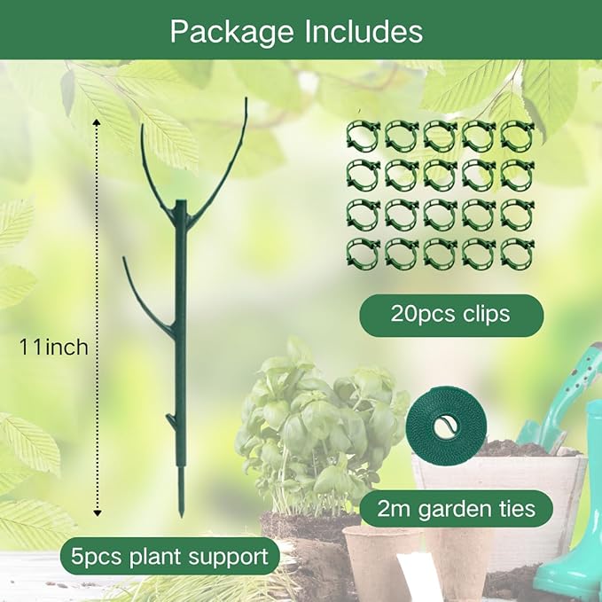 6 Pack Monstera Plant Support, 43inch Stackable Plant Stakes with 20Pcs Clips & 1Pcs Ties, Alternative to Moss Pole Plants Sticks Structures for Climbing Indoor Outdoor Potted Plants