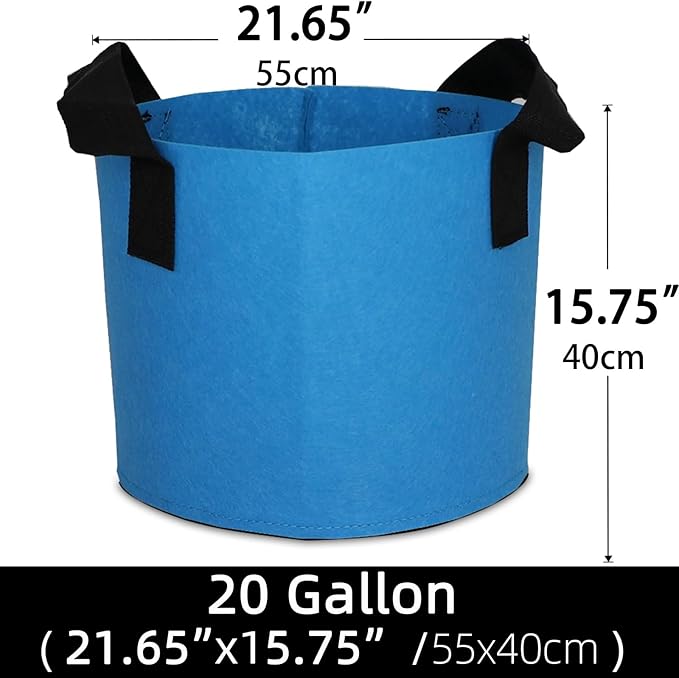 Grow Bags,Growing Pot Bags Garden Grow Bag Indoor Outdoor Fabric Aeration Plant Pot Container Flower Vegetable Pouch (Sky Blue,20Gallon)