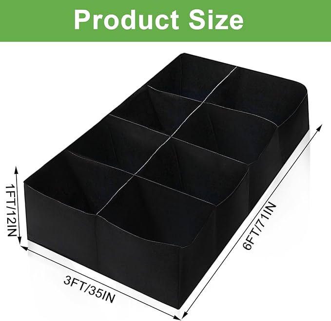 128 Gallon Garden Grow Bags, 6x3x1Ft Fabric Raised Garden Bed, Rectangular Grow Bags for Growing Vegetables Potatoes Flowers Planting Container (8Grids)
