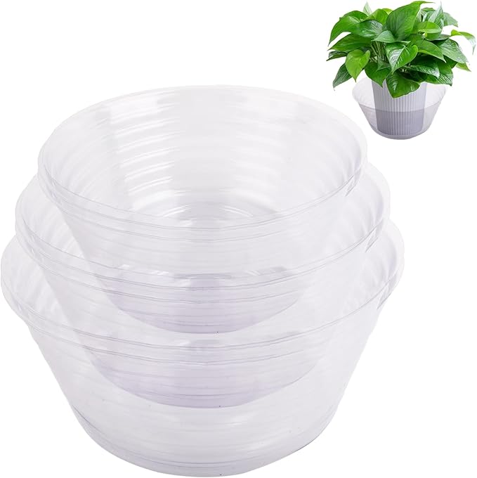 18 Pieces Plastic Plant Saucers - Clear Deep Drip Trays, Thickened Saucers for Pots, Plant Drip Trays for Home Garden Indoor and Outdoor Potted Plants(6, 8, 10 Inch)