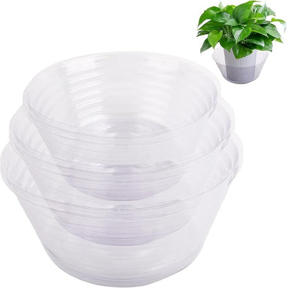 18 Pieces Plastic Plant Saucers - Clear Deep Drip Trays, Thickened Saucers for Pots, Plant Drip Trays for Home Garden Indoor and Outdoor Potted Plants(6, 8, 10 Inch)