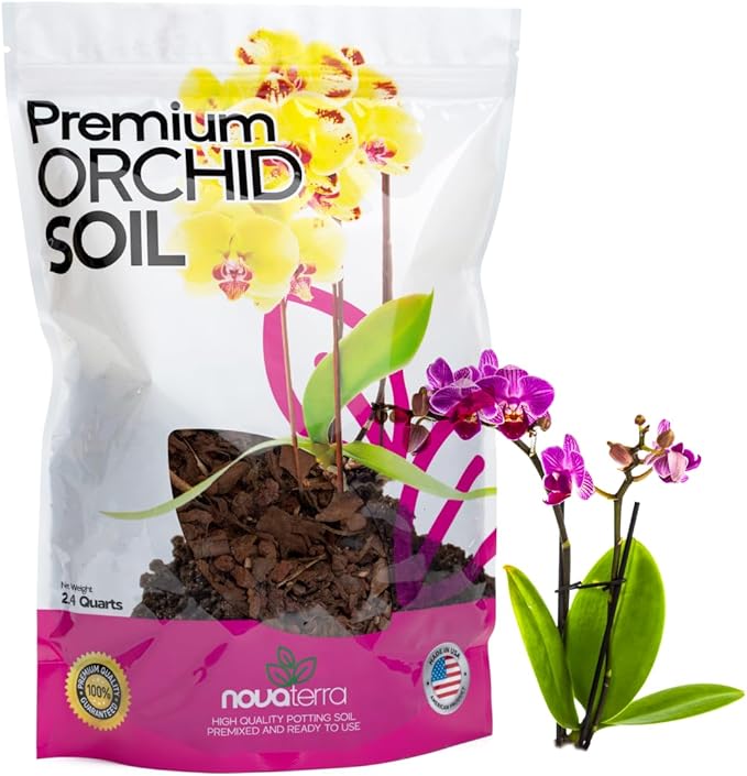 Orchid Potting Mix Orchid Food bark Fertilizer Orchid pots with Holes Orchid Soil Orchid Potting Soil repotting kit Perlite for Plants Orchids Free 2 oz Bag of Fertilizer Pellets Inside 2.4 Qts
