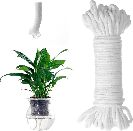 60 Feet 1/6 Inch Self Watering Wick Cord String, Hydroponic Wicking Rope, Potted Auto Seedling Waterer Rope for DIY Plant Automatic Watering Device, Vacation Plant Sitter, Pot Automatic Water System