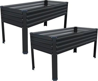 Galvanized Raised Garden Bed with Legs,2PCS 48×24×30in Elevated Planter Box for Backyard,Garden, Patio, Balcony, 350lb Capacity,Planters for Outdoor Plants,Black