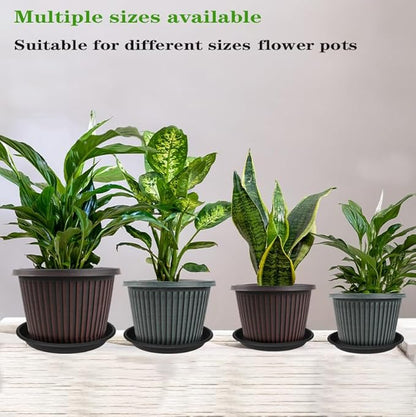 2 Pack of Plant Saucer 12 inch, 12 inch Plastic Plant Drip Trays, Heavy Duty Plant Trays for Indoors no Holes, Plant Water Tray for Planters (Black)