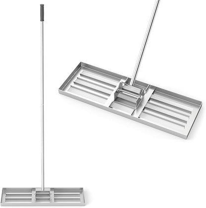 30" x 10" Lawn Leveling Rake, Heavy Duty Landscape Rake with 67" Handle, Non-Slip Grip & Flat Head, Space-Saving Lawn Level Tool for Garden, Backyard, Golf Course & Sports Field(Silver)