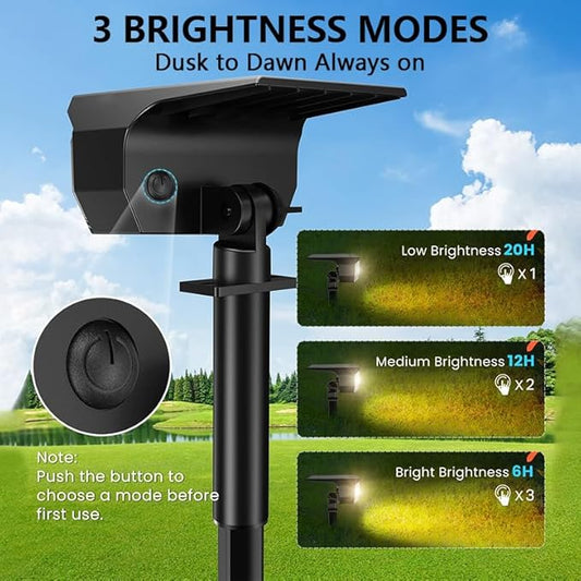 Solar Spot Lights Outdoor,IP65 Waterproof 48LED Path Lights with 3 Lighting Modes, Garden Yard Pathway Pool Wall Lights (Warm White, 6 Pack)