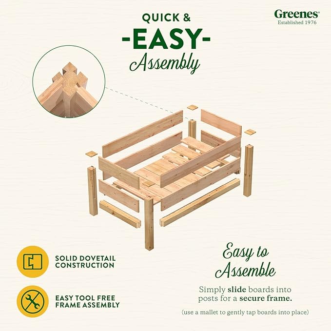 Greenes Fence Premium Cedar Elevated Garden Bed, 24" W x 48" L x 19" H - Made in USA with North American Cedar