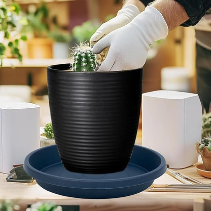 Plastic Plant Saucers 12 Inch Round Pack of 5 Heavy Duty Reusable Drip Trays for Flower Pots