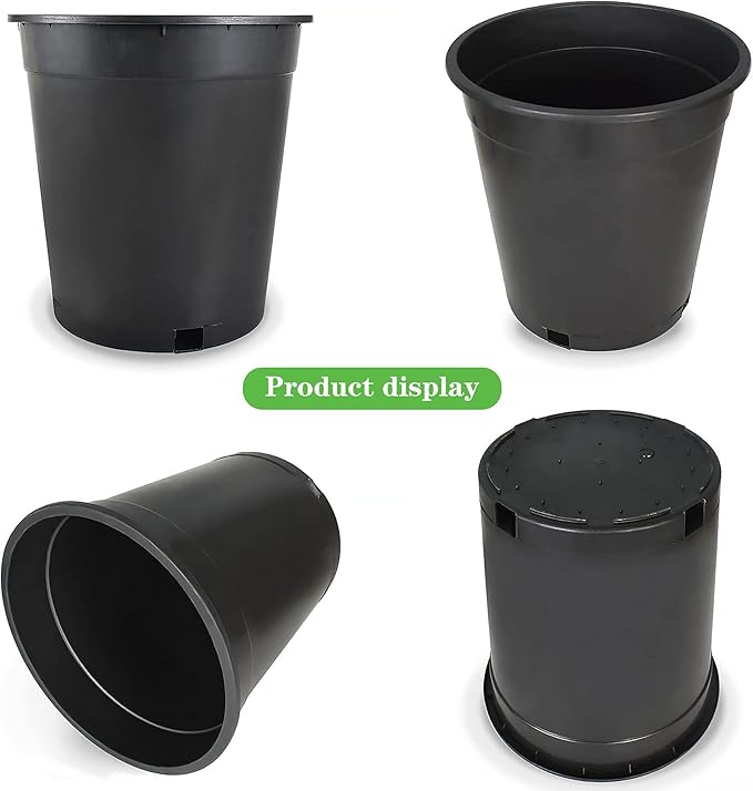 Planter Nursery Pots 5 Gallon Pots for Plants, Injection Molded Plastic Nursery Pots, 11 inch Plant Container 3.6 Gal Liquid Volume 10-Pack