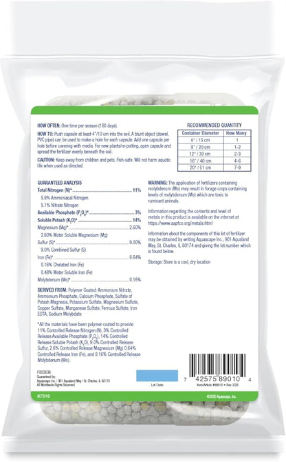 Aquascape Once-A-Year Pond Plant Fertilizer Capsules, 6-Pack, Easy Annual Feeding for Aquatic Plants, Safe for Fish, 89010