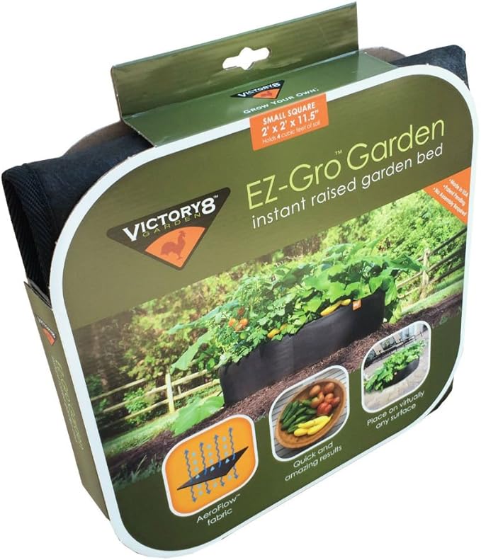 2 ft X 2 ft Victory 8 EZ-GRO Small Square Fabric Raised Bed Garden Green Gardening Raised Bed, AeroFlow Fabric NO Assembly