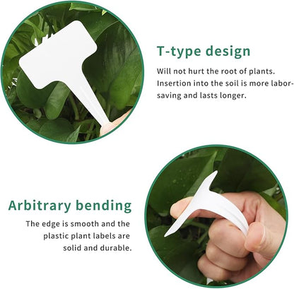 KINGLAKE 100 Pcs Thick Plastic Plant T-Type Tags Nursery Garden Labels Re-Usable Plant Tags