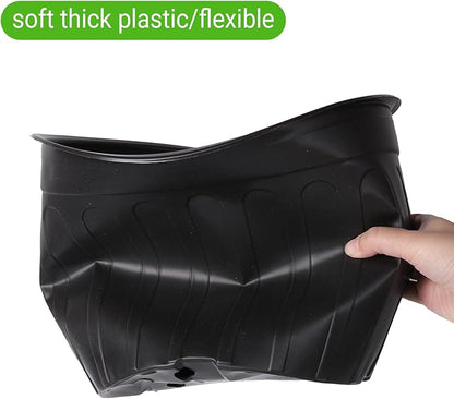 24 Pack 3 Gallon Nursery Pots, Thickened Soft Black Plastic Plant Pots with 24Pcs Waterproof Plastic T-Type Plant Tags and 2Pcs/Set Transplanting Digging Mini Tools